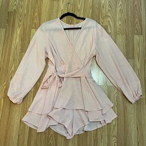 Pink Dotted Short Dressy Romper size Large